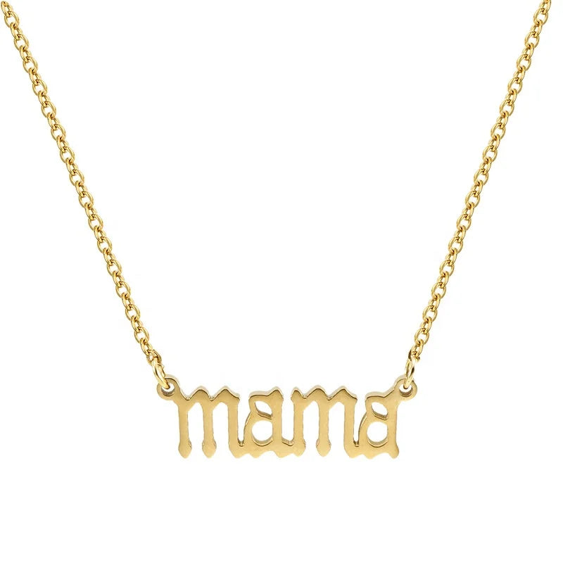 MECYLIFE Mother's Day Gift Minimalist Stainless Steel Mom Necklace Mama Necklace Gift for Mother 18K Gold Jewelry Tarnish Free