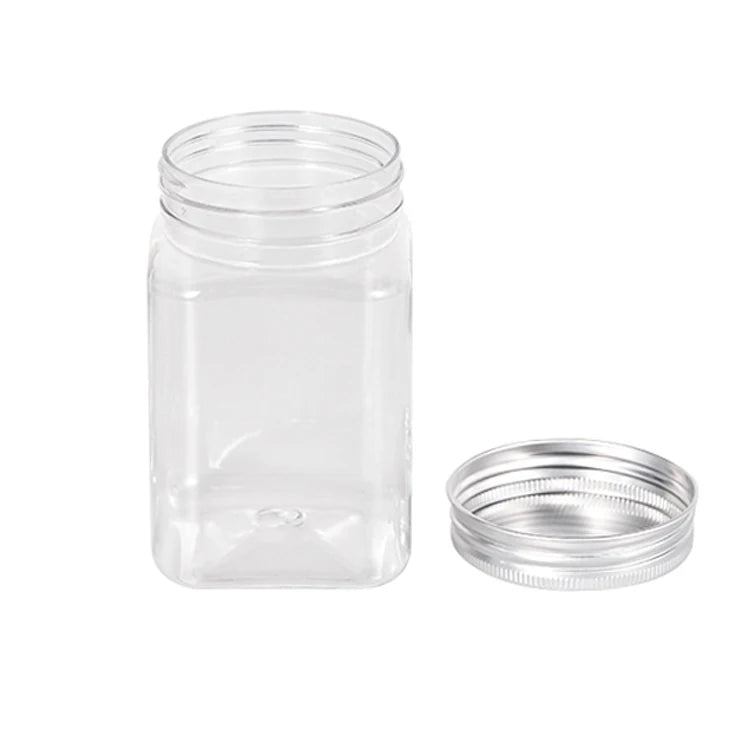 12 Ounce (360ml) Clear PET Food Storage Jars Plastic Screw Cap for Tea Coffee Sugar Salt Snack-Kitchen Household Use Longten
