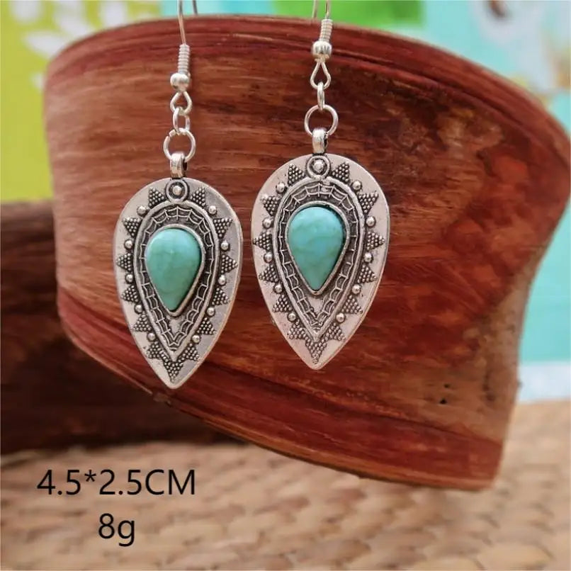 New Arrival Western Boho Style Leaf Earrings 4.5*2.5cm Engrave Pattern Waterdrop Drop Earrings for Woman Gift