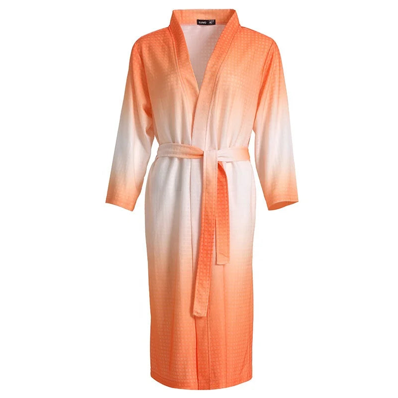 Wholesale Luxury Printed Couple Microfiber Waffle Bath Robes Women