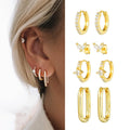8pcs S925 Earring Studs CZ Hoop Earring Set Gold Plated Zircon Jewelry for Women for Wedding Party Engagement