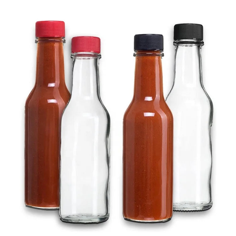3 oz 5 oz 8 oz Round Hot Sauce Glass Bottle with Leak Proof Screw Cap and Shrink