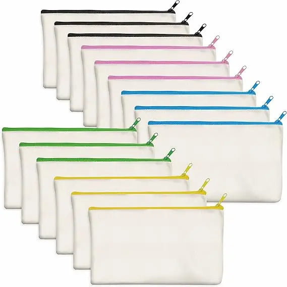 DIY Craft Blank Canvas Zipper Pouch Black Cotton Invoice Bill Cosmetic Bag with Zipper for Parties & Gifts
