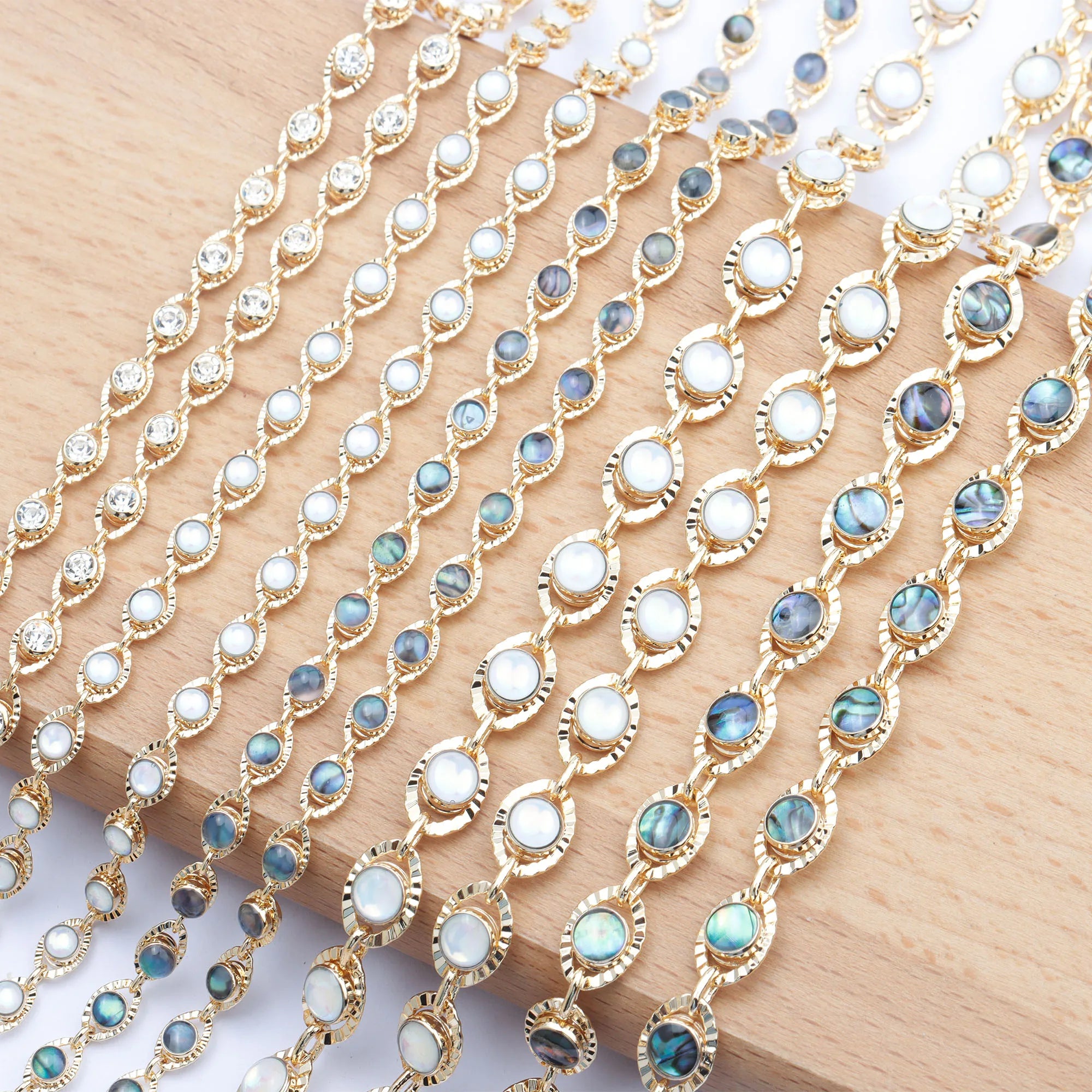 C102 50cm/lot Creative 18K Gold Plated Zircon Handmade Link Chain Trendy DIY Necklace Findings Jewelry Making Accessories