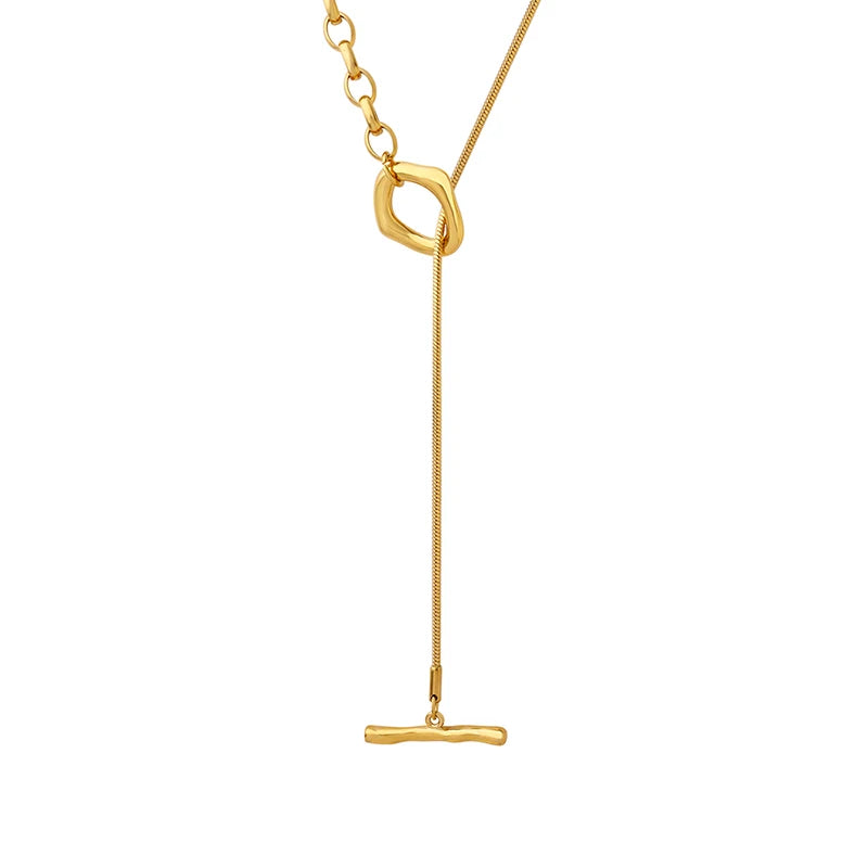 OT Buckle Adjustable Length Chain Necklace Girls' Winter Sweater Chain Christmas Gift Stainless Steel