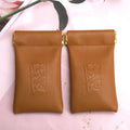 Custom Logo Printing Mini Leather Flap Pouch for Jewelry Earring Earplugs Packaging Closed Iron Sheet Leather Jewelry Bag