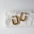 Hot Selling Minimalist Simple Design Geometric Earrings Stainless Steel 18k Gold Plated Square U Shaped Hoop Earrings for Women