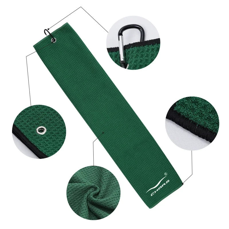 Factory in Stock Multi Colors Multi Holes Waterproof Microfiber Waffle Golf Towels With Buckle and Hook