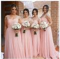 Pink Bridesmaid Dresses Long Chiffon Gowns Plus Size Beach Maid of Honor Party Gowns Wedding Formal Wear MB459