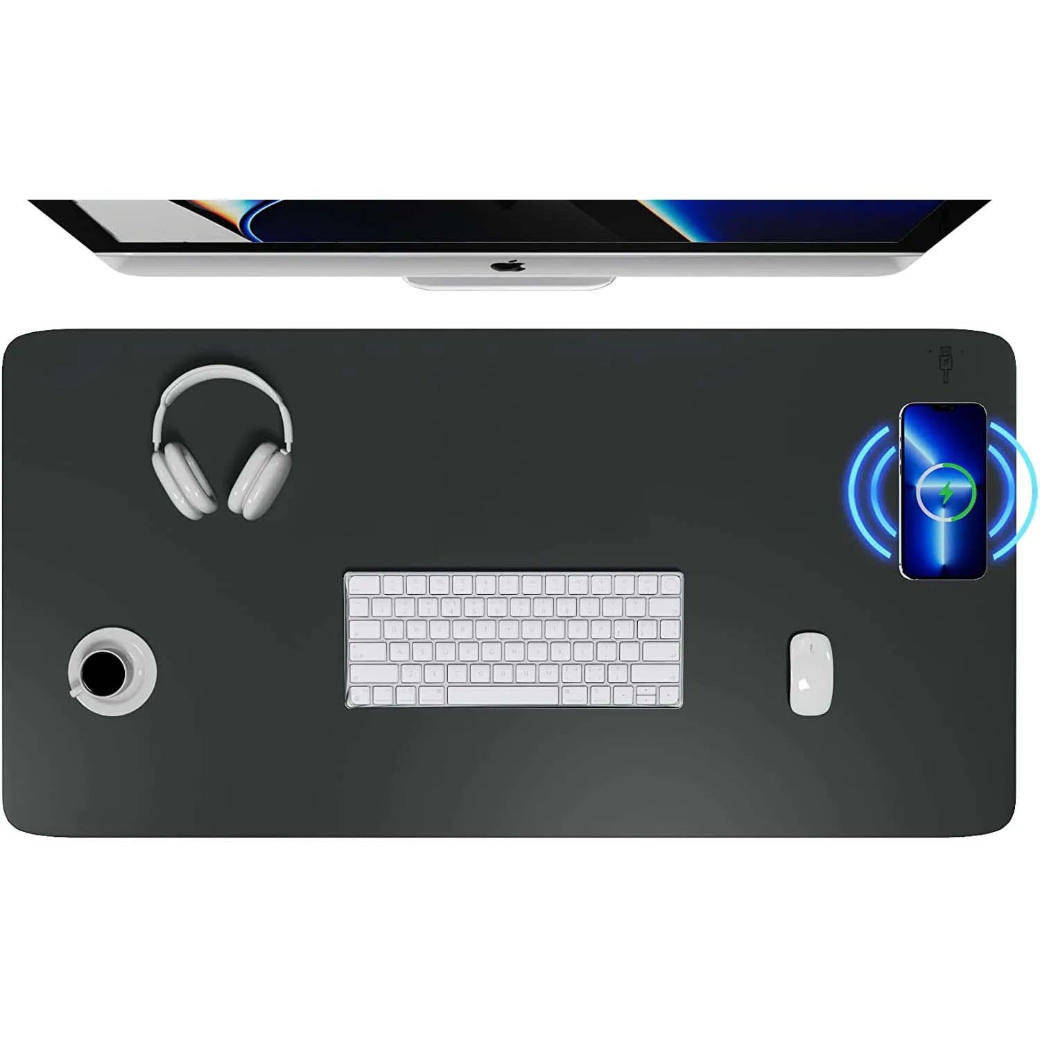 Factory Customizing Pu Leather Wireless Charging Desk Mat Heated Desk Mat