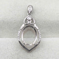 Sterling Silver 10*13mm Semi Mount Pendant Empty Frame Blank Support Setting S925 Base Holder Without Center Stone for DIY Inlay