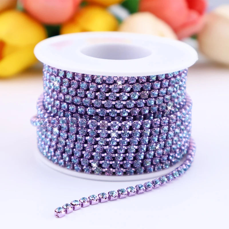 Fashion Trim Style New Colors 2mm Ss6 and SS12  Rhinestones Cup Chainhot Sale Fancy DIY Strass Accessories