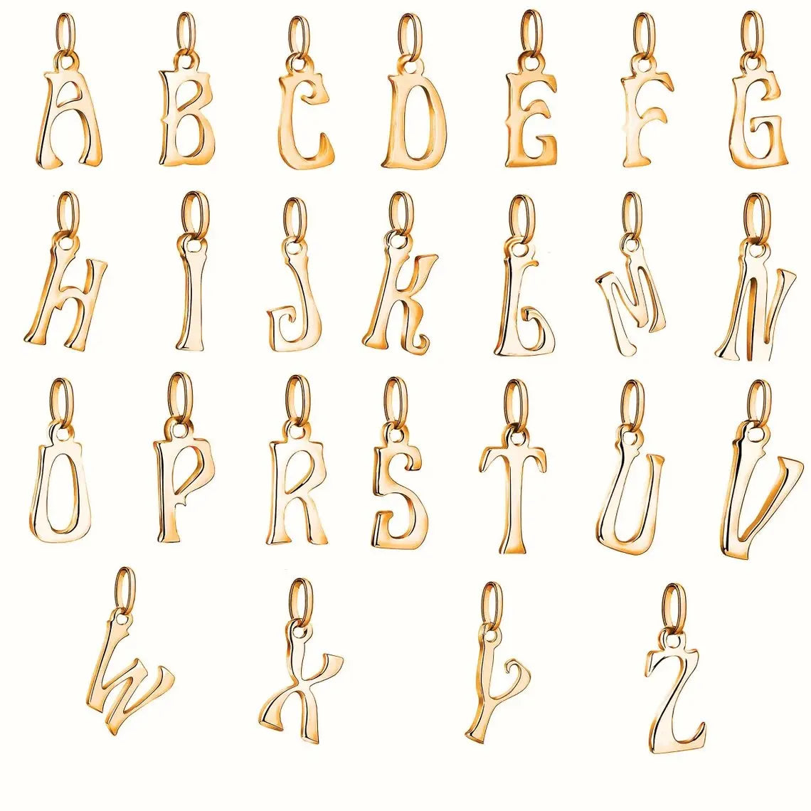 High Polished Stainless Steel 18k Gold Plated Charm Initial PendantPersonalized Alphabet Letter Name Jewelry