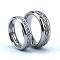 Silver Color Braided Cable Inlay Wedding Titanium Band His and Hers Matching Rings