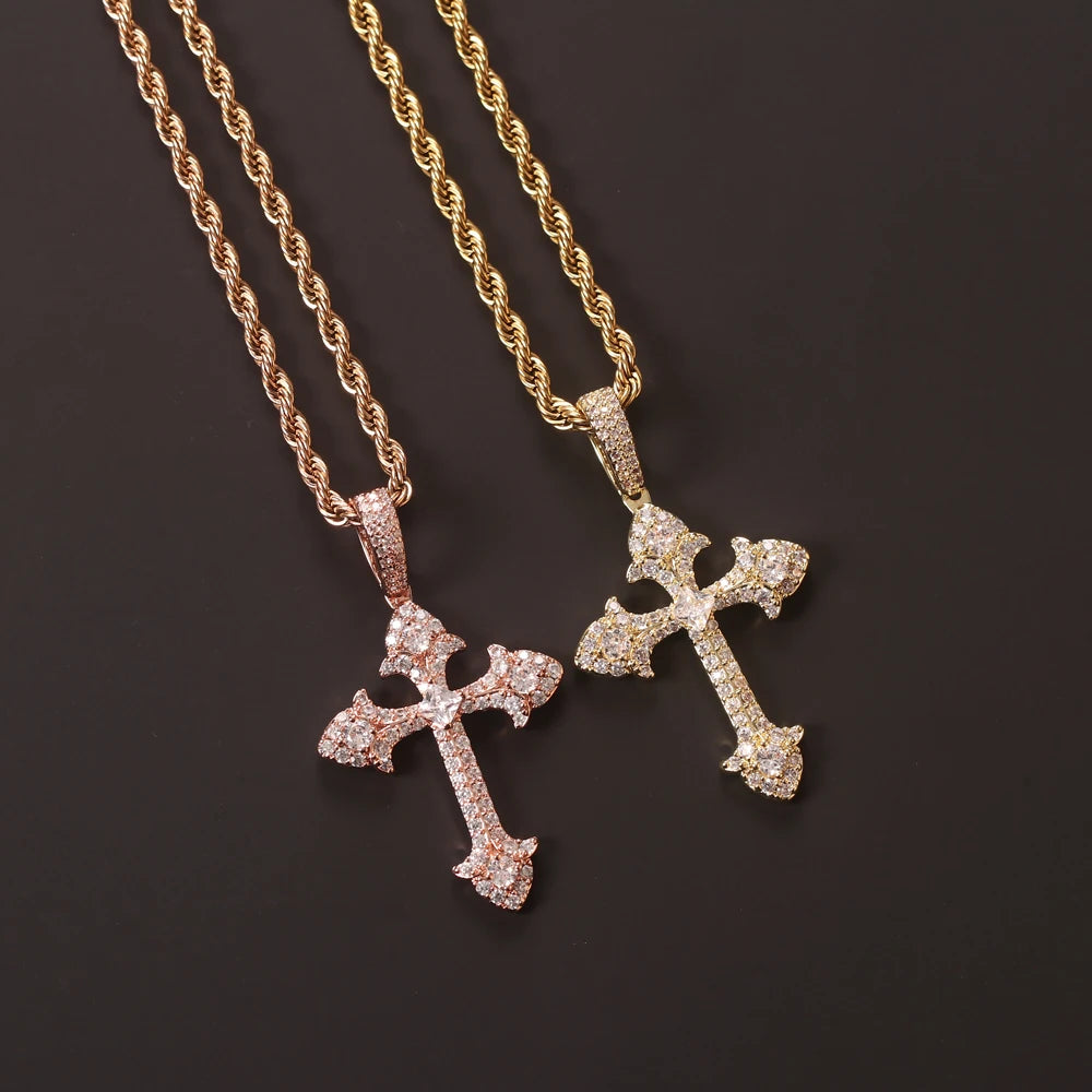 New Fashion Style Accessories Hip Hop Men's Cross Accessories Light Luxury Style Micro Inlaid Zircon Clavicle Chain
