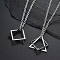 Geometry Interlocking Square Double Triangle Male Pendant for Men Modern Geometric Stacking Streetwear Stainless Necklace