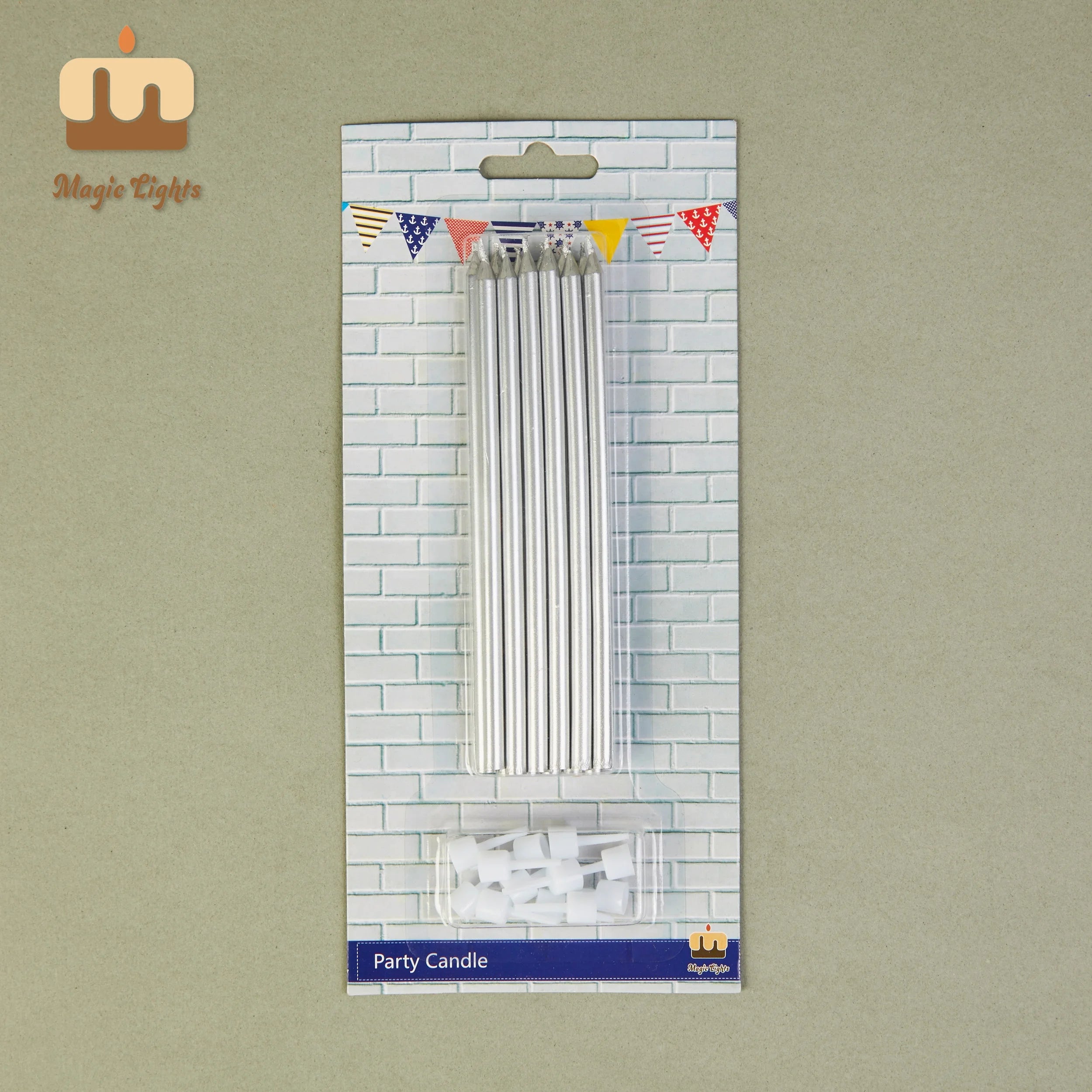 Factory Price Custom China Manufacturer Cake Candles Pillar Long Thin Metallic Candles for Birthday Party