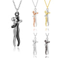 2024 New Wholesale Stainless Steel Couple Embrace Pendant Necklace Fashion Necklace Jewelry Gifts for Women Girls
