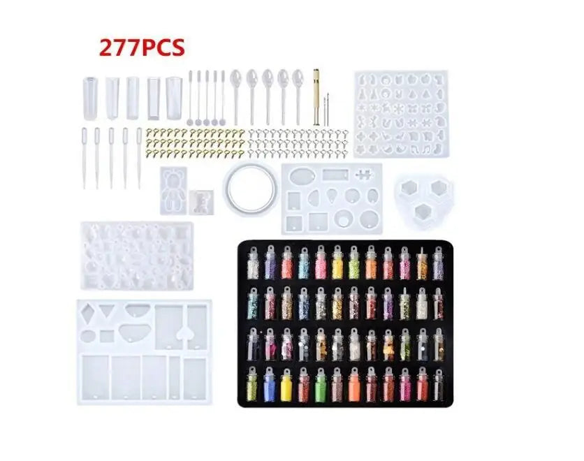 DIY Crystal Epoxy Bracelet Pendant Combination Jewelry Silicon Mold with Drill Bit for Resin Art Cake Tools