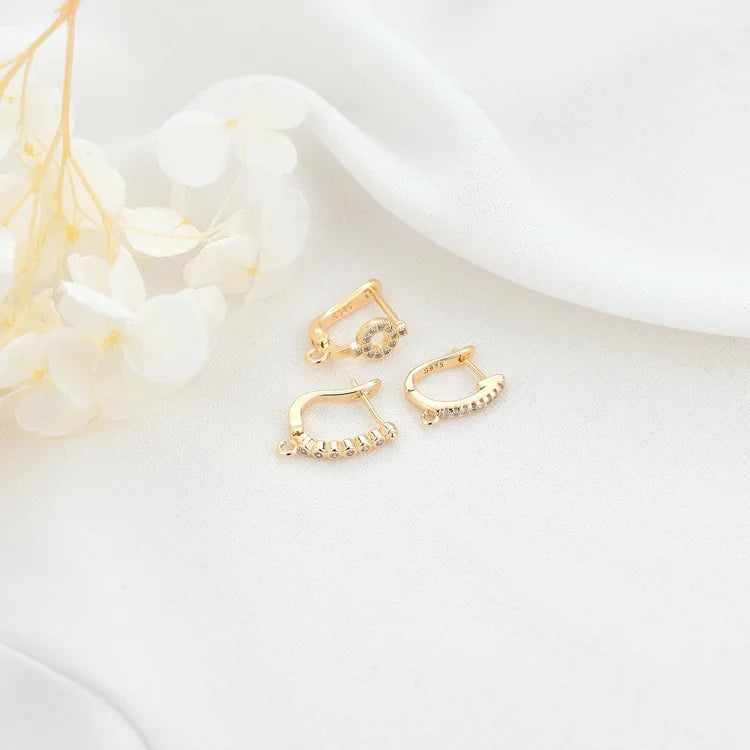 Jiexing Jewelry Hot Selling Ear Buckle 14K Gold Plated Inlaid Zircon Huggie Earrings for Women and Girls