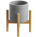 Modern round Square Shape Cement Planter Pot with Wooden Stand for Home Garden Decor Stylish Flower Pots & Planters
