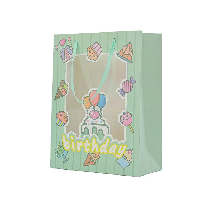 Hot Stamping Solid Black Matte Ribbon Print Kraft Open Window Logo Custom Recycled Biodegradable Paper Bag