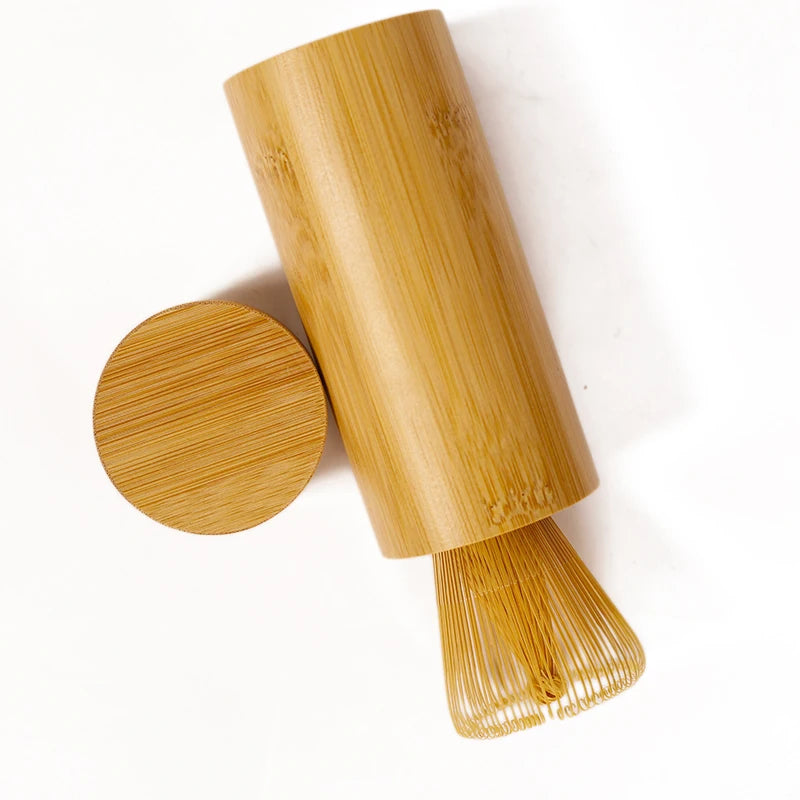 Eco-friendly Bamboo Whisk for Coffee & Tea Sets with Customized Color and Classic Style Bamboo Tube Packaging Laser Logo