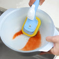 Kitchen Cleaning Essentials 3-Pack Plastic Dish Brush Set with Silicone Stand Replacement Brush Heads Bottle Pot Sponge Design