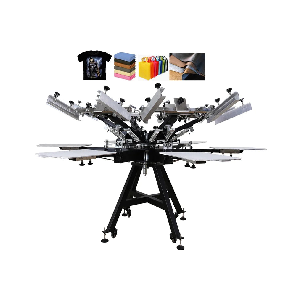 6 Color Manual Octopus Screen Printing Machine for T-Shirt Bag Cloth Printer