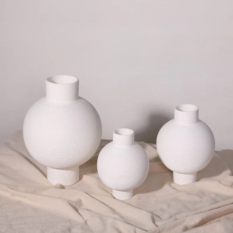 Bohemian White Ceramic Floor Vase Dwax for Flower Arrangement Dried Flower Simulation Creative Decoration