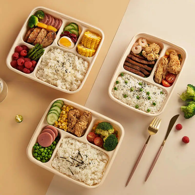 Prep Meal Containers Disposable Meal Prep 3 Compartment Food Container with Lids