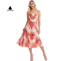 Green Dimple Summer Print Off Shoulder Floral Beach Holiday Vacation Midi Long Dress Women Beach Hawaiian Long Dress