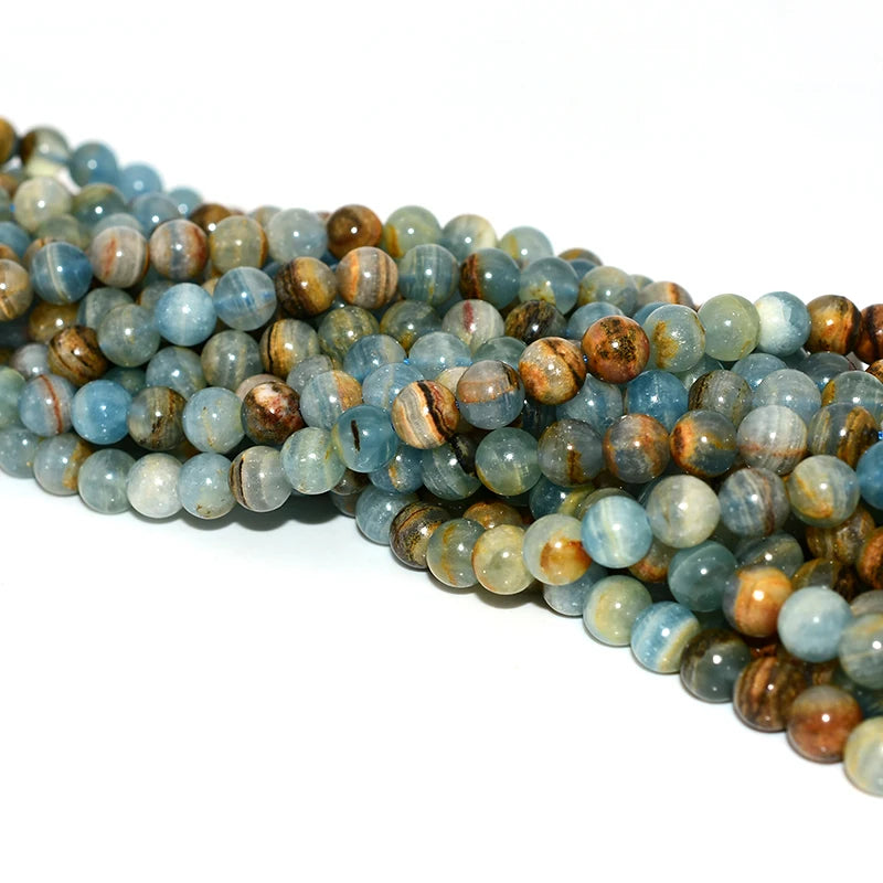 Factory Wholesale 100% Natural Blue Calcite 4/6/8/10mm Round Loose Gemstone Beads for Jewelry Making at Competitive Prices