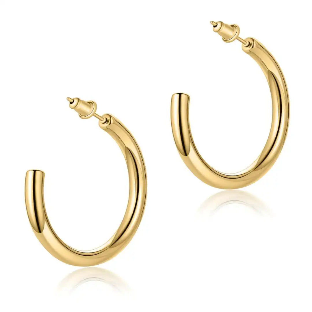 Wholesale Stainless Steel Tube Hoops 18K Gold Hoop Earrings MegaBDM