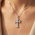 Wholesale Charm Pendants Rhodium Plated Cubic Zirconia Christian Cross God Retro 925 Sterling Silver Fine Jewelry