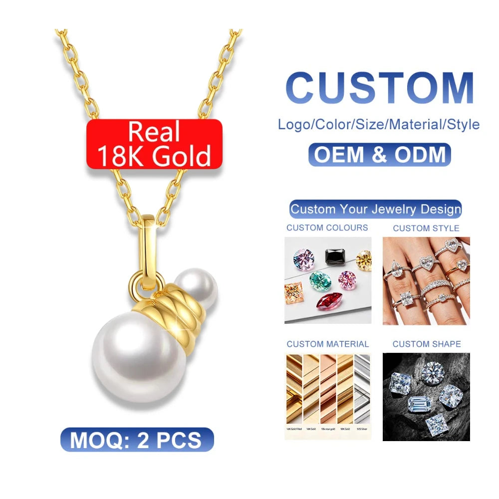 Fine Jewelry Engagement Gifts Bulb Design Natural Pearl Gold Pendant Necklace Women Hollow 18k 5D Pearl Gold Jewelry MegaBDM