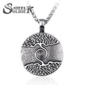 SS8-292P Steel Soldier Nordic Amulet Pendant Necklace Vikings the Tree of Life Charm Chain for Men and Women Jewelry