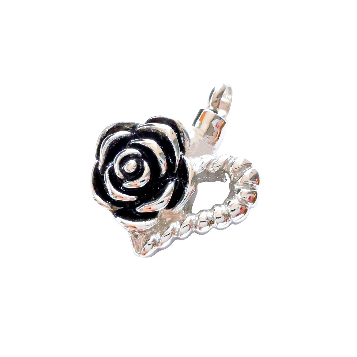 Vintage Rose Flower Rebellious Heart Urn Pendant Necklace Silver Plated Stainless Steel Memorial Ashes Keepsake Jewelry