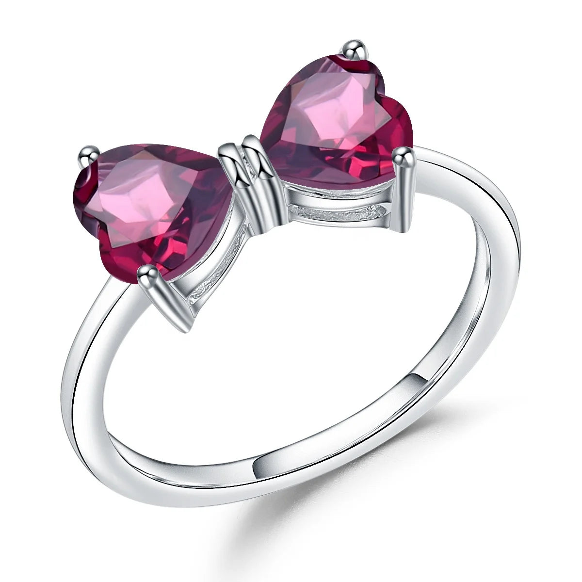 Abiding Ring Natural Rhodolite Garnet Love Heart 925 Sterling Silver Rings Love Valentine Gifts Women Jewelry