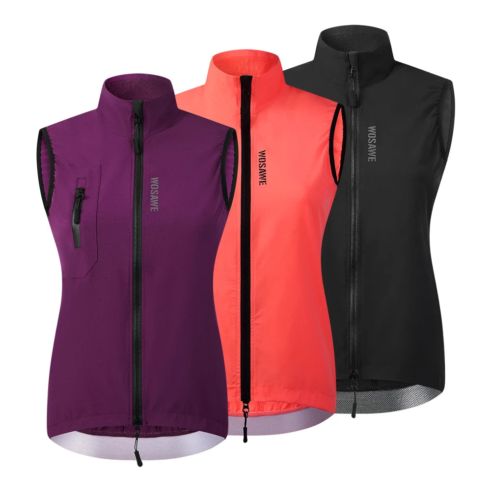 WOSAWE Women Cycling Sleeveless Jacket Bike Riding Windbreaker Waistcoat Moisture Wicking Lightweight Bicycle Vest