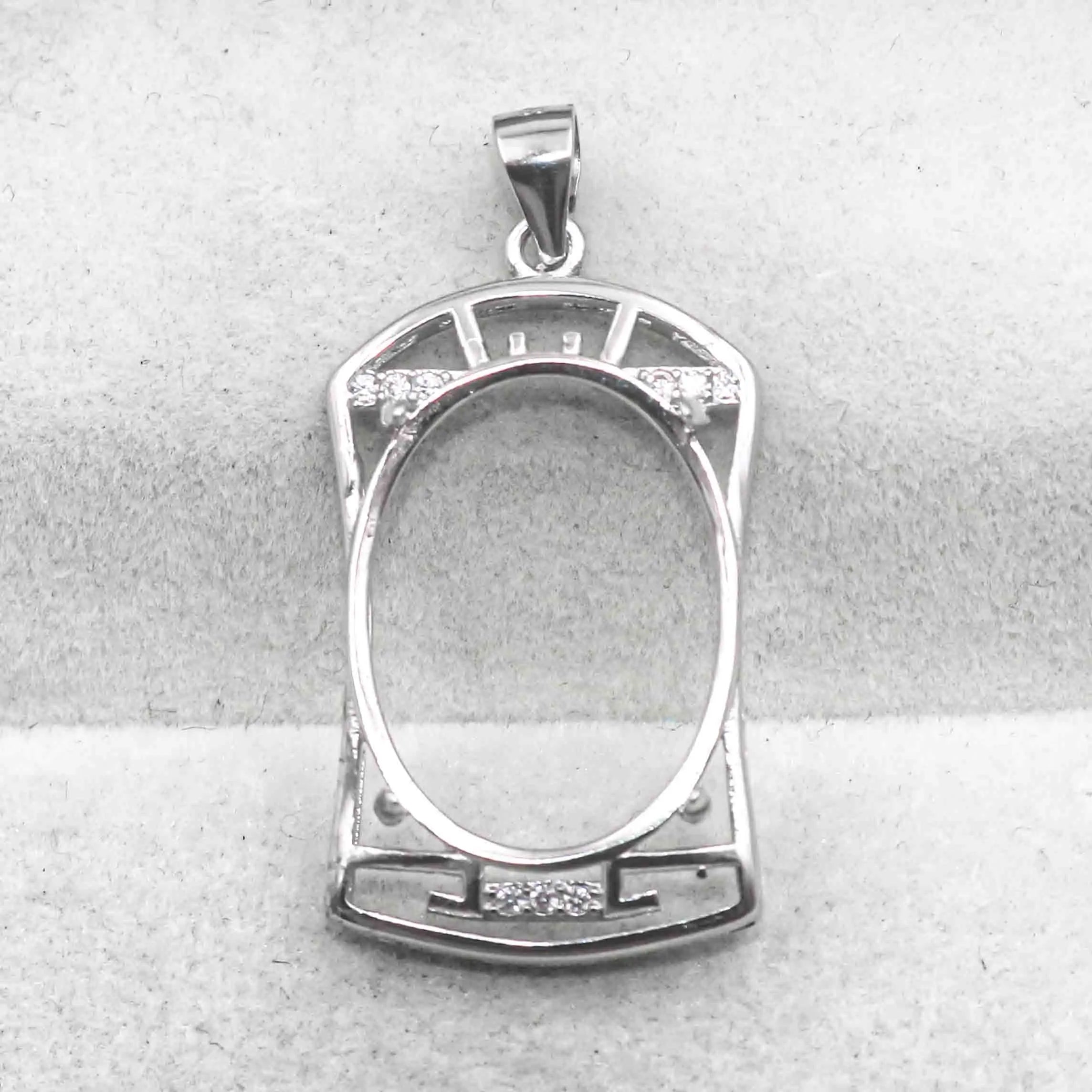 Sterling Silver 15*20/17*22mm Semi Mount Pendant Empty Frame Blank Support Setting S925 Base Without Center Stone for DIY Inlay