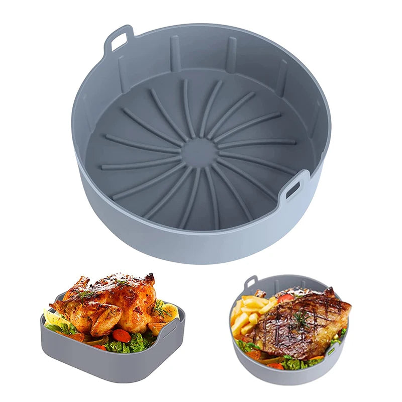 Reusable Non-Stick Round & Square Food Grade Silicone Eco-Friendly Liners for Air Fryer Baking & Pastry Tools