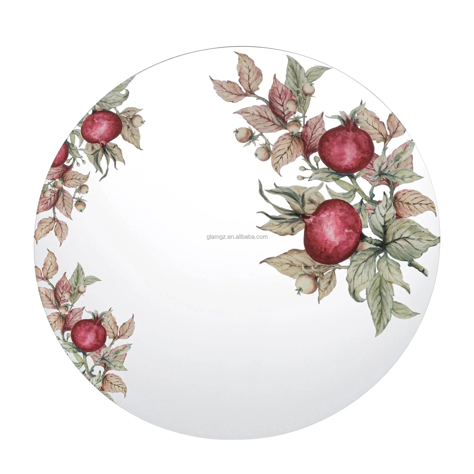 Judaica Modern Printing Placemat Cherry Blossom Pomegranate Rosh Hashana Jewish Gift Round Lucite Chargers