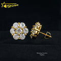 Shining Hot Top Selling Pass Diamond Tester Fine Jewelry 925 Silver 8mm 12mm 15mm Flower Earrings VVS Moissanite Stud Earrings