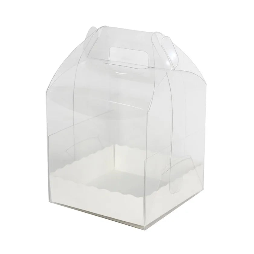All Clear Plastic Small Cake Box NO Glue Buckle Assembled Transparent Cake Box for Small Cakes