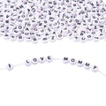Customized Order Accept White Letter Black Font Acrylic Letter Beads 4*7mm Alphabet Charm for DIY Jewelry Accessory