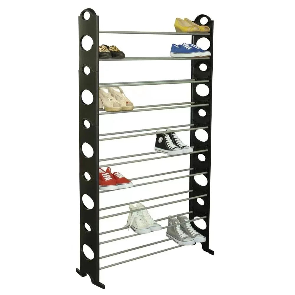 Living Room Furniture 10 Tier Shoe Rack Space Saving Adjustable 50 Pairs of Storage Organizer Shoe Rack