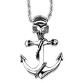 Men's Viking Jewelry Design Stainless Steel Anchor Pendant Necklace with Infinity Pirate Skulls-Fine Pendants & Charms