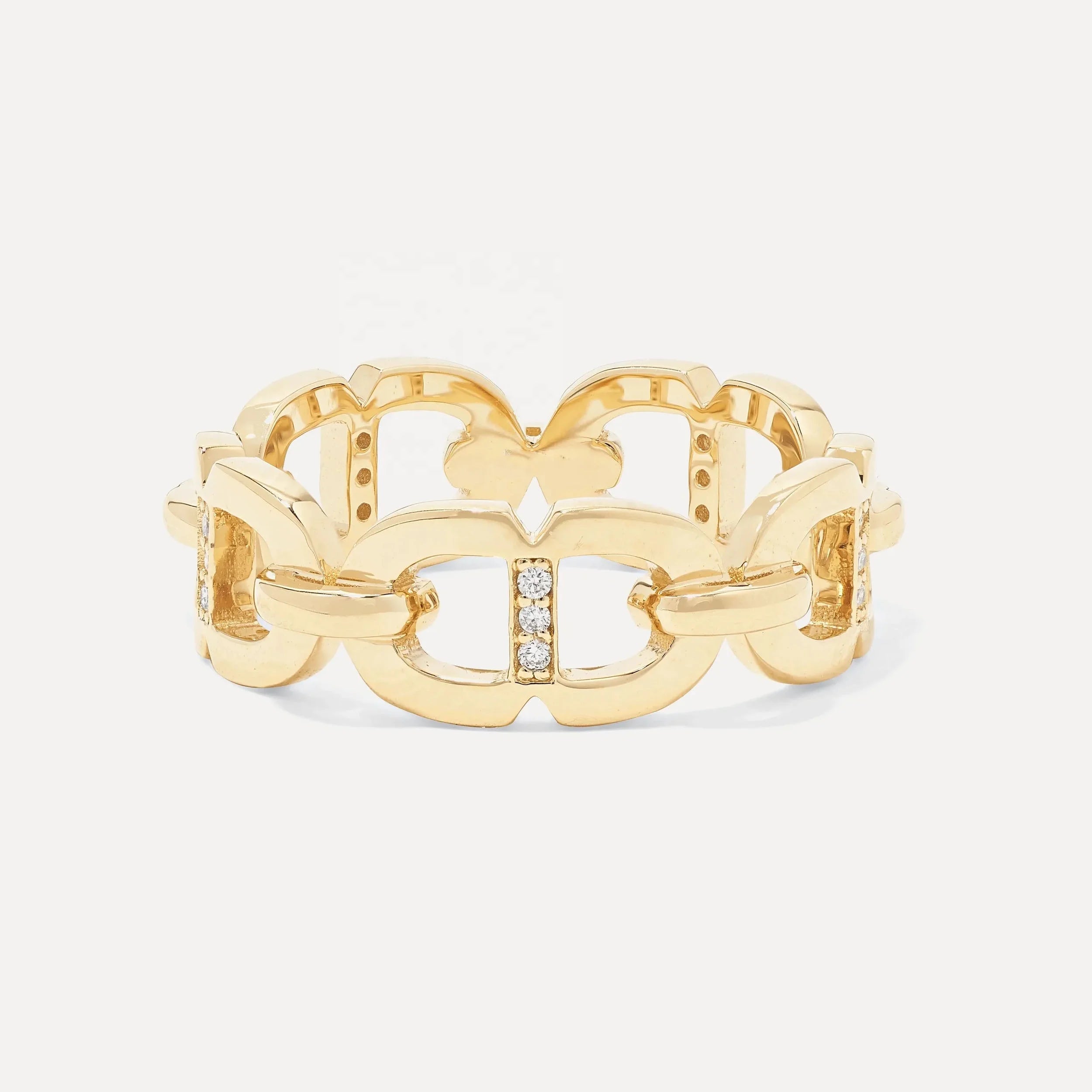 LOZRUNVE 925 Sterling Silver Fashion Link Ring 14k Gold Jewelry Wholesale