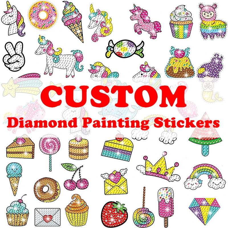 Custom Diamond Painting Sticker Kits for Kids Sticker Cup Refrigerator Mobile Phone Stickers